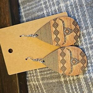 Longhorn Skull Teardrop Earrings